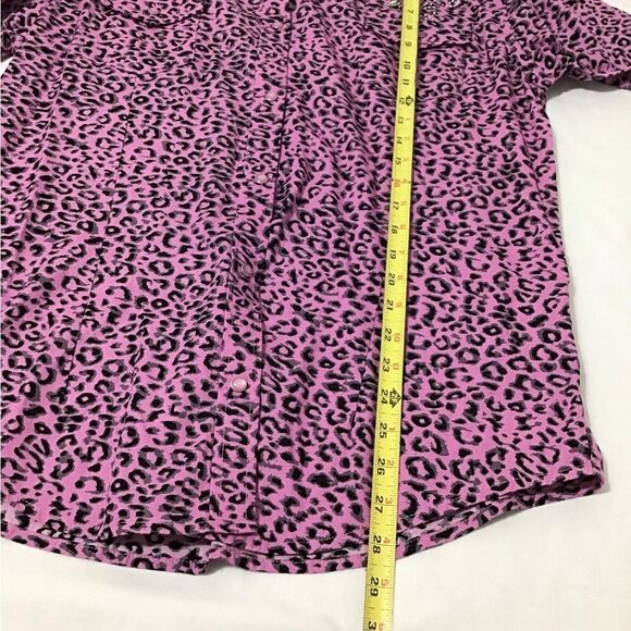 Cowgirl Hardware Pink Leopard Print Long Sleeve Button Down Top Size XL - Picture 6 of 10